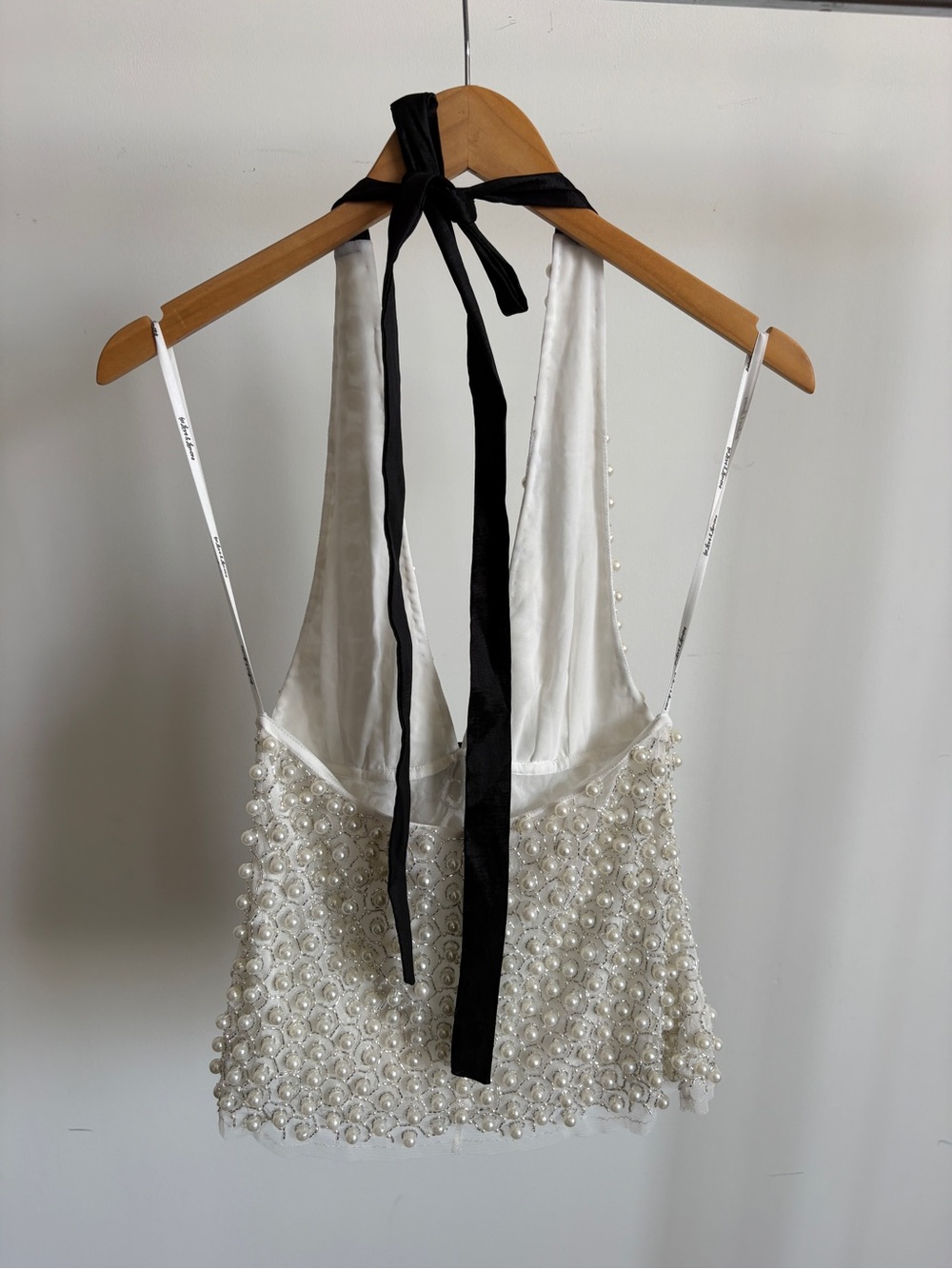 $327 NWT For Love And Lemons Pearly Bow Halter Top Sz Medium - Picture 11 of 13